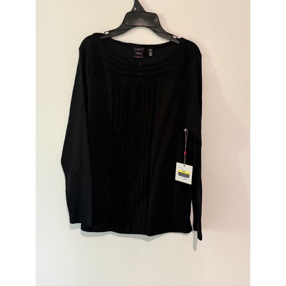 Rafaella Black Long Sleeve Sweater Size Petite Medium NWT